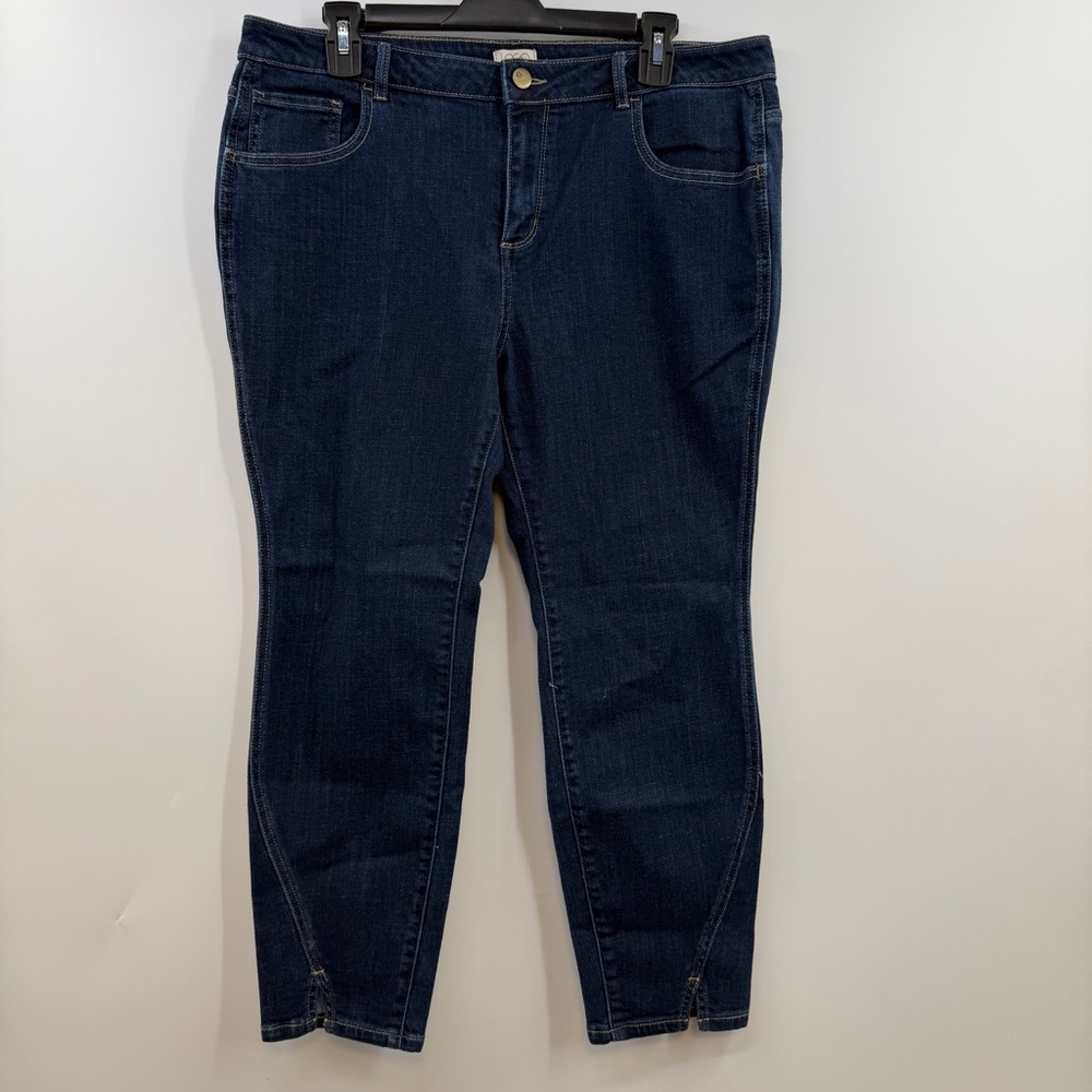 LOGO Lori Goldstein 16P Petite Skinny Jeans Dark Wash Notch Hem Stretch